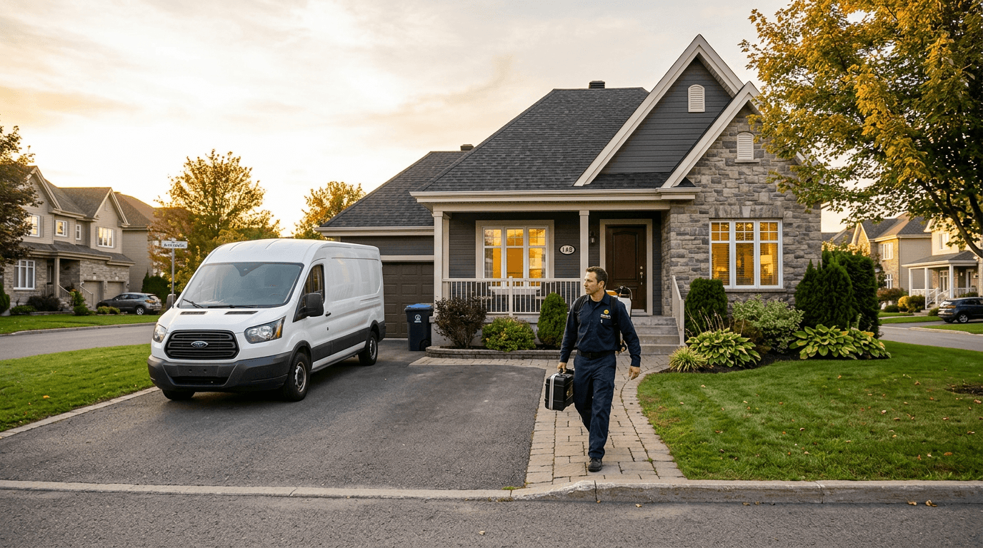 Service résidentiel Insecta — arrivée du technicien à domicile